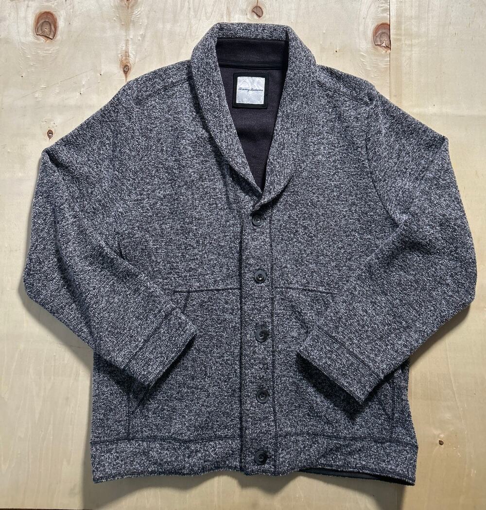 Tommy Bahama Shawl Collar Cardigan Men's Size S Grey Black Button-Down Jacket